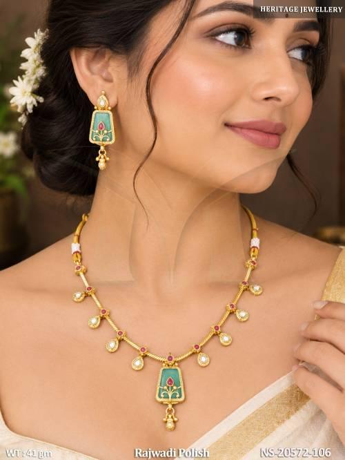 Traditional Rajwadi Floral Necklace With Earrings