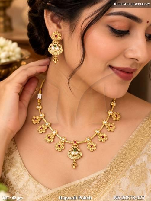 Royal Rajwadi Floral Mehandi Necklace Set