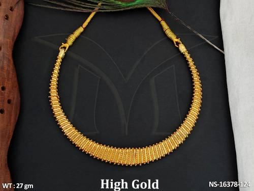 Designer Antique Jewellery High Gold Polish Fancy Style Hasli Necklace set   