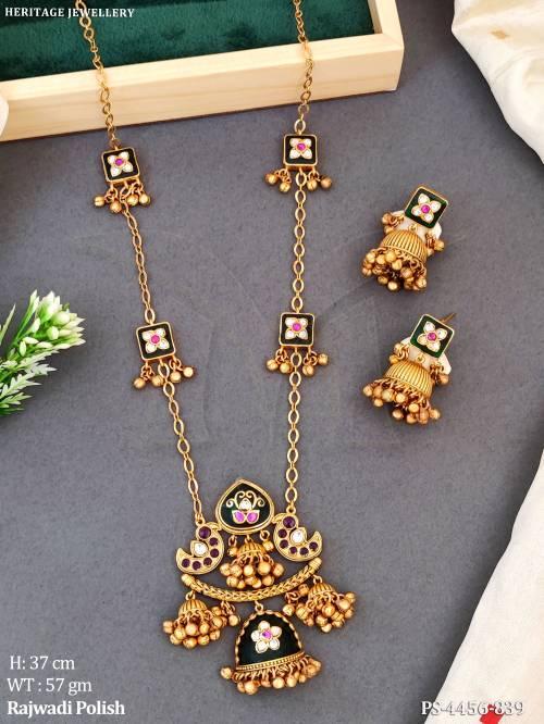 Designer Rajwadi Polish Fancy Party wear Pendant Set   