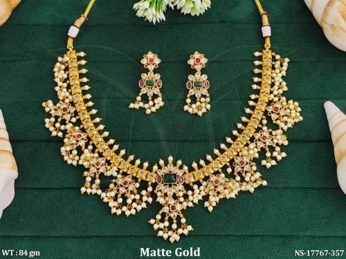 Handcrafted South Indian Style Jewelry Set with Pearl Embellishments
