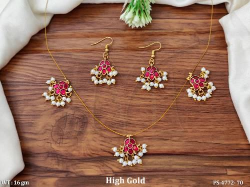 Designer High Gold Polish Fancy Party Wear  Pendant Set