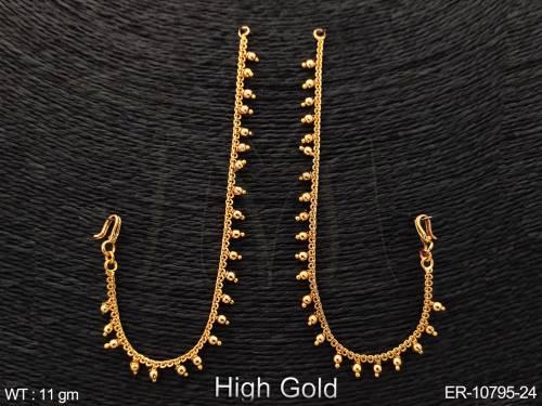 Fancy Design High Gold Polish Beautiful Party wear Antique Jewellery Earring Kaan Chain 