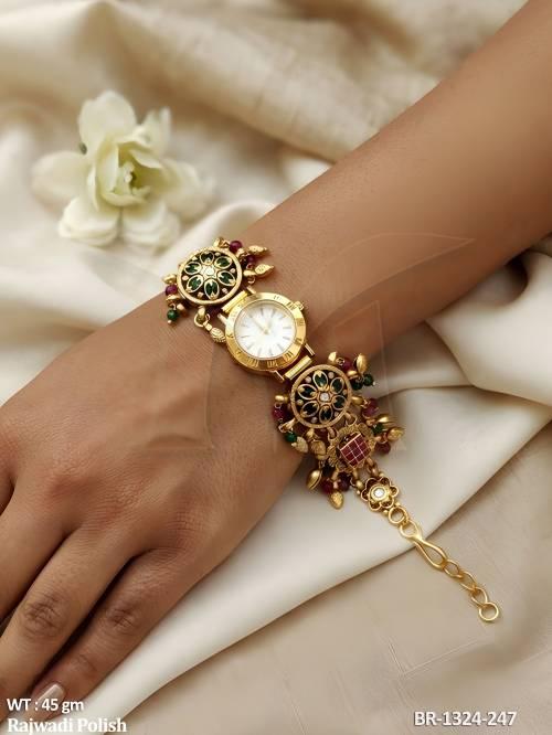 Antique Rajwadi Floral Bracelet Watch for Women