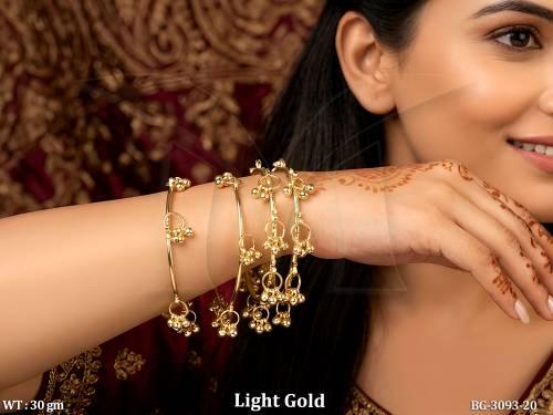 Elegant Kashmiri Style Light Gold Bangles for Women