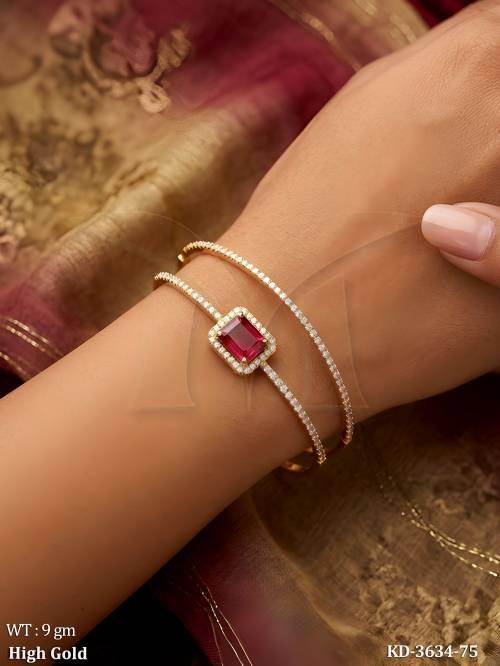 High Gold Emerald Stone Kada Bracelet