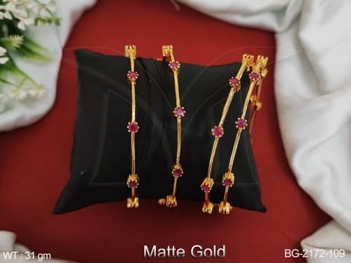 Kemp Jewellery Designer Fancy Style Matte Gold Polish Party Wear 4 Bangles Set 