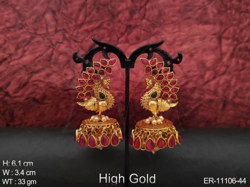 Designer Fancy Style Party wear High gold Polish Designer  Kemp JEwellery Jhumka Earring