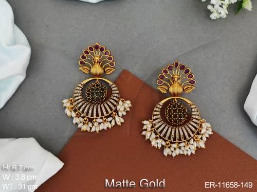 kemp-jewellery-matte-gold-polish-cluster-pearl-party-wear-earrings-