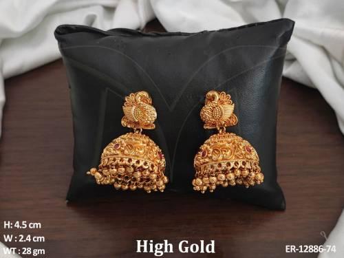 High Gold Polish Beautiful Party wear Kemp Design Kemp Jewellery Jhumka Earring 