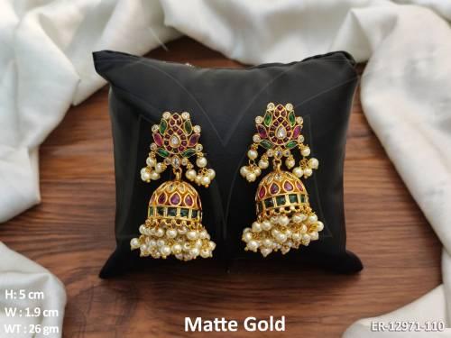 kemp-jewellery-clusterpearls-matte-gold-polish-fancy-design-kemp-jhumka-earrings-set-