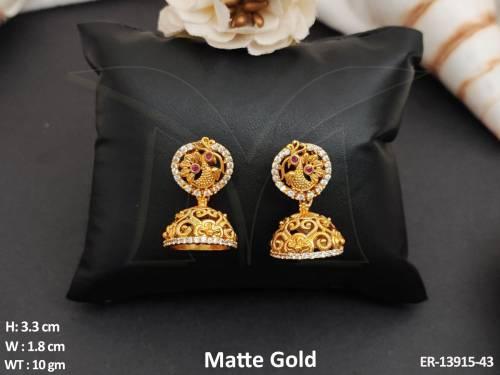 Kemp Jewellery Matte Gold Polish Kemp Jhumka Earrings 