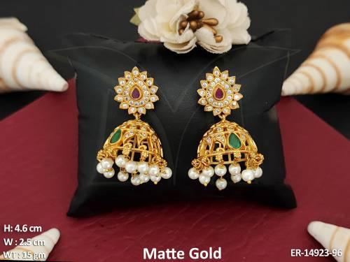 Kemp Jewellery matte Gold Polish Attractive Design Kemp Jhumka Earrings 