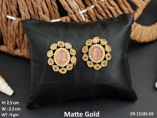 Kemp Jewellery Matte Gold Polish Beauitful Design Kemp Tops Earrings 