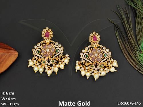 beautiful-design-matte-gold-polish-clustered-pearl-party-wear-earrings-