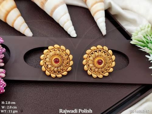 Design   Rajwadi Polish Full Stone Fancy Style Earrings    — ER-16863-52