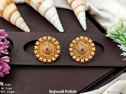 Kemp Designer Rajwadi Polish Tops Earrings  