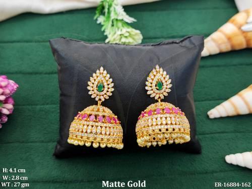 Beautiful Design Matte Gold Polish Fancy Earrings  