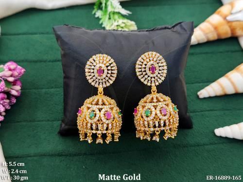 Kemp Designer Matte Gold Polish Fancy Earrings   