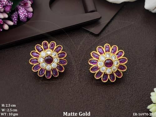 Kemp Design  Matte Gold Polish Party Wear Earrings   