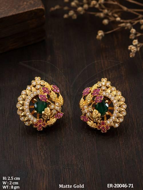 Emerald Floral Kemp Gold Earrings
