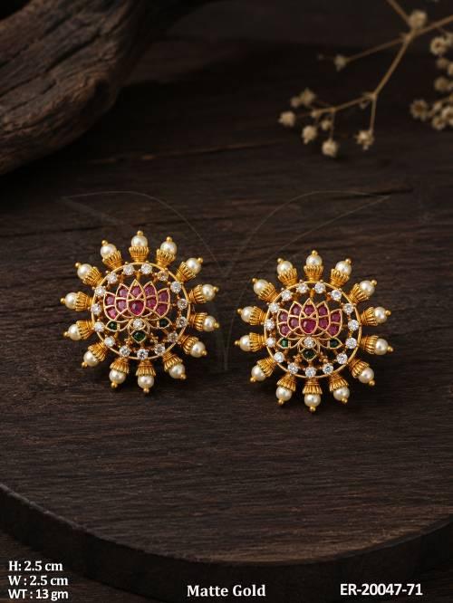 Royal Kemp Matte Gold Full Stone Earrings