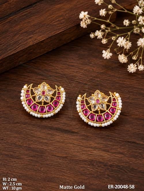 Traditional Floral Kemp Matte  Gold Studs