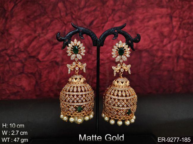 Designer Fancy Style Beautiful Matte Gold Polish Party wear Jhumka Earring