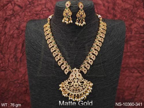 Kemp Jewelry Matte Gold Polish Cluster Pearls with Glass Beads Long Kemp Necklace set