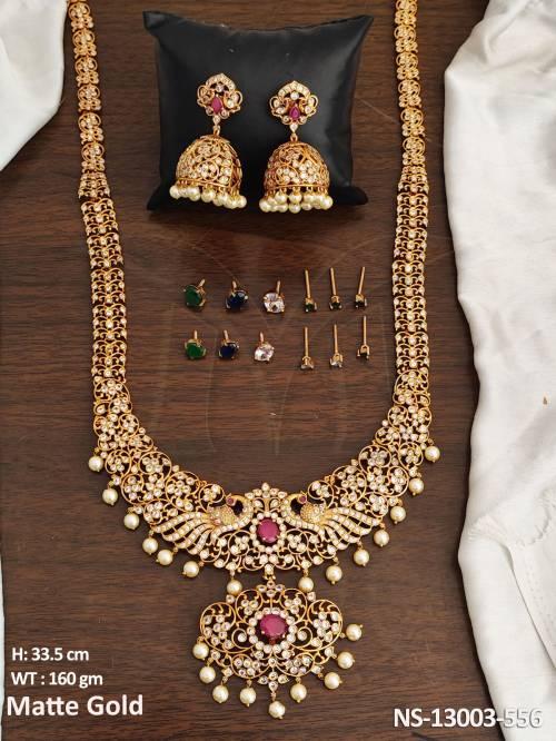 peacock-design-kemp-jewellery-matte-gold-polish-party-wear-kemp-long-necklace-set