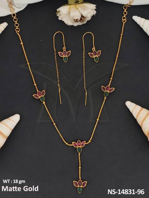 kemp-jewellery-fancy-design-matte-gold-polish-lotus-design-kemp-short-necklace-set