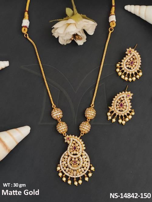 Kemp Jewellery Matte Gold Polish Beautifully Designed kemp Long Necklace Set