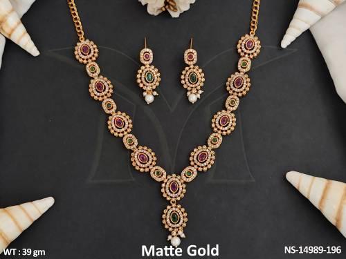 Kemp Jewellery Matte Gold Polish Beautiful Short Kmep Necklace Set