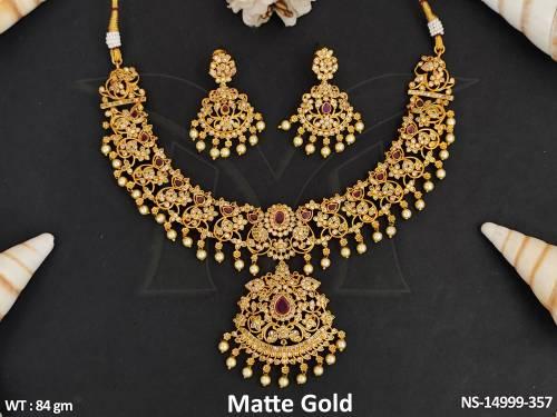 Kemp Jewellery Matte Gold Polish Attractive Kemp Short Necklace Set 