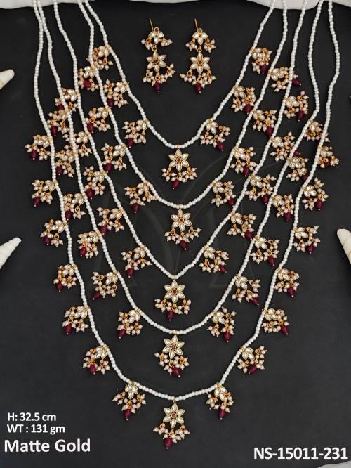Kemp Jewellery Matte Gold Polish Full Stone Classic Style Tradional  Necklace 
