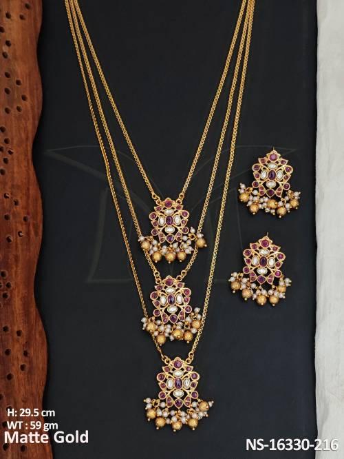 Kemp Jewellery Design Matte Gold Polish Fancy Style Necklace set  