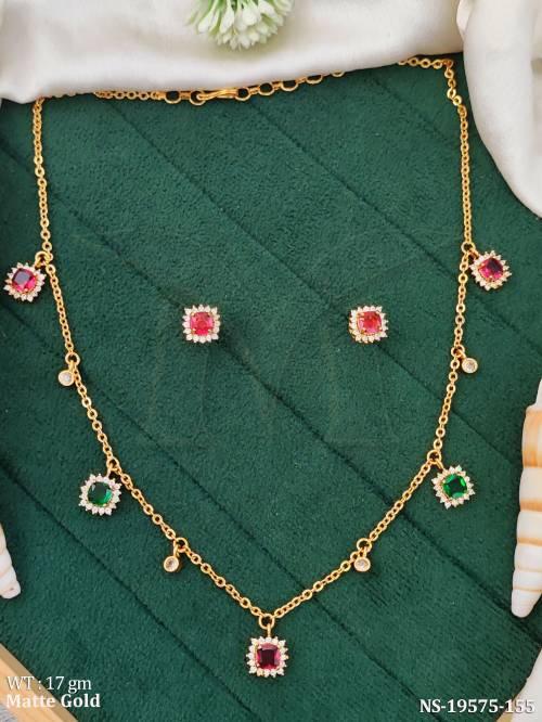 matte-gold-multicolor-square-stone-necklace-set-with-earrings