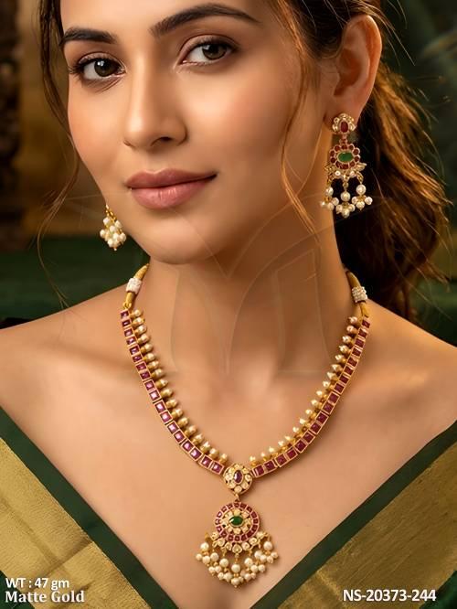 Designer Kemp Temple Necklace Set with Earrings