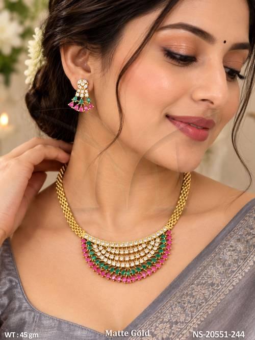 Traditional Gold Kemp Stone Necklace Set