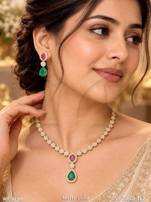 Beautiful Floral Necklace Set With Elegant Matching Earrings