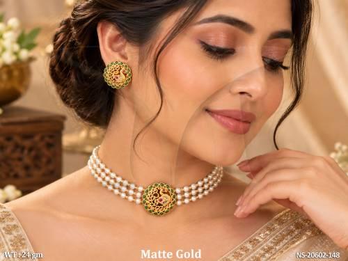 Elegant Pearl Necklace Set With Matching Stud Earrings