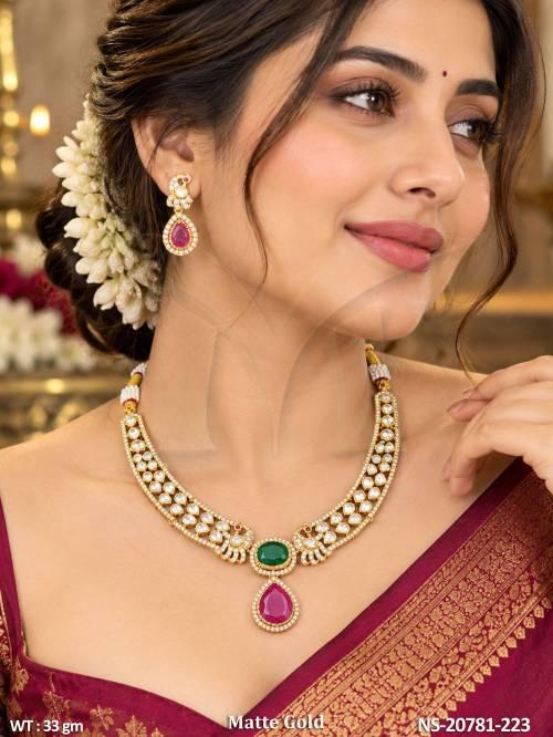 Traditional American Diamond Kemp Necklace Set