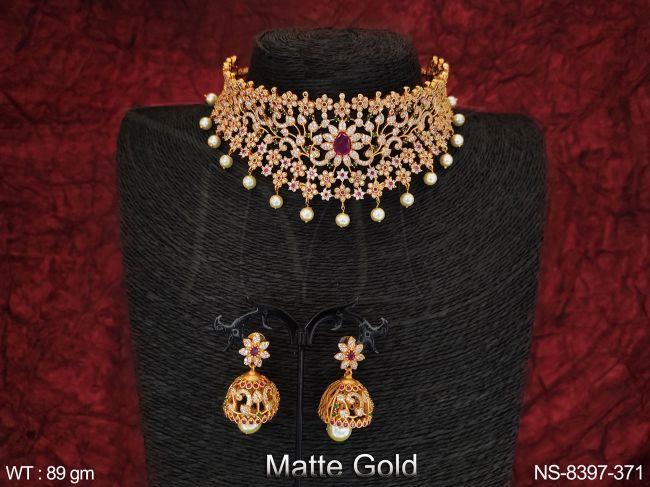 beautiful kemp jewelry full stones party wear heavy choker necklace set