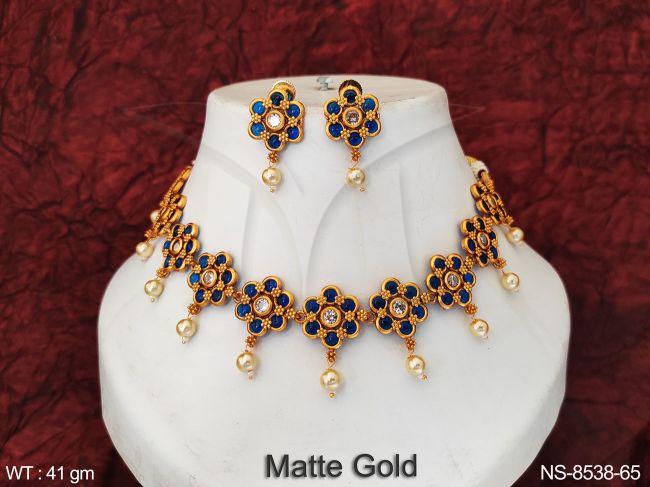 Beautiful Flower Designer Kemp Jewelry Fancy Style Choker Necklace Set