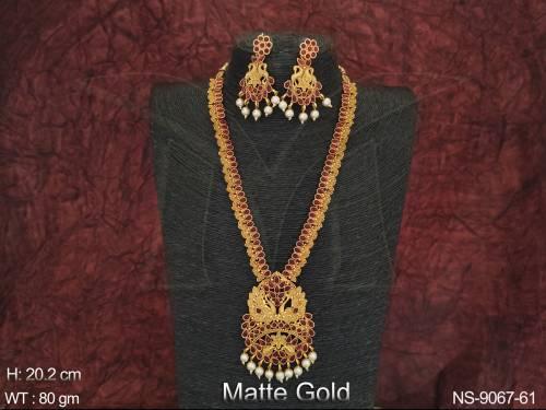 Full Stones Designer Party wear Beautiful Kemp Design Long Necklace Set