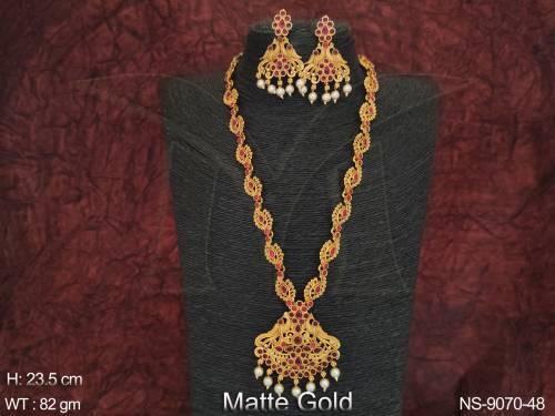 Beautiful Kemp Jewelry Designer Full Stones Party wear Long Kemp Necklace Set