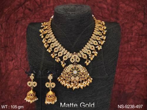 Full Stones Beautiful Fancy Style Party wear Kemp Design Heavy Necklace Set