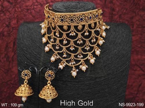 High Gold Polish Designer Fancy Designer Party wear Necklace Set