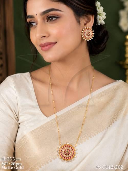 Traditional South Indian Kemp Pendant Necklace Set