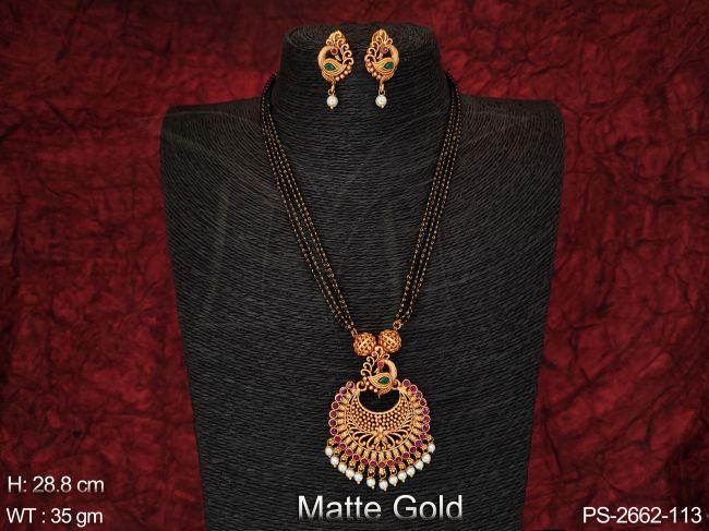 Beautiful Pendant Kemp Jewelry Party wear Designer Long Pendant Set — PS-2662-113